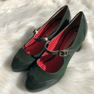 BAIT Roberta Heels W/ Mary Jane Strap Green Sz 8.5